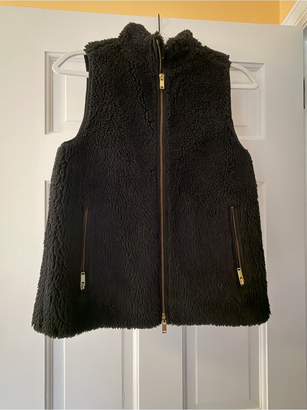 J. Crew Black Sherpa Zip Vest